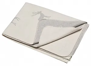 Одеяло David Fussenegger Silvretta 140 x 200 см Олень Полностью Необработанный Белый - Фото 1