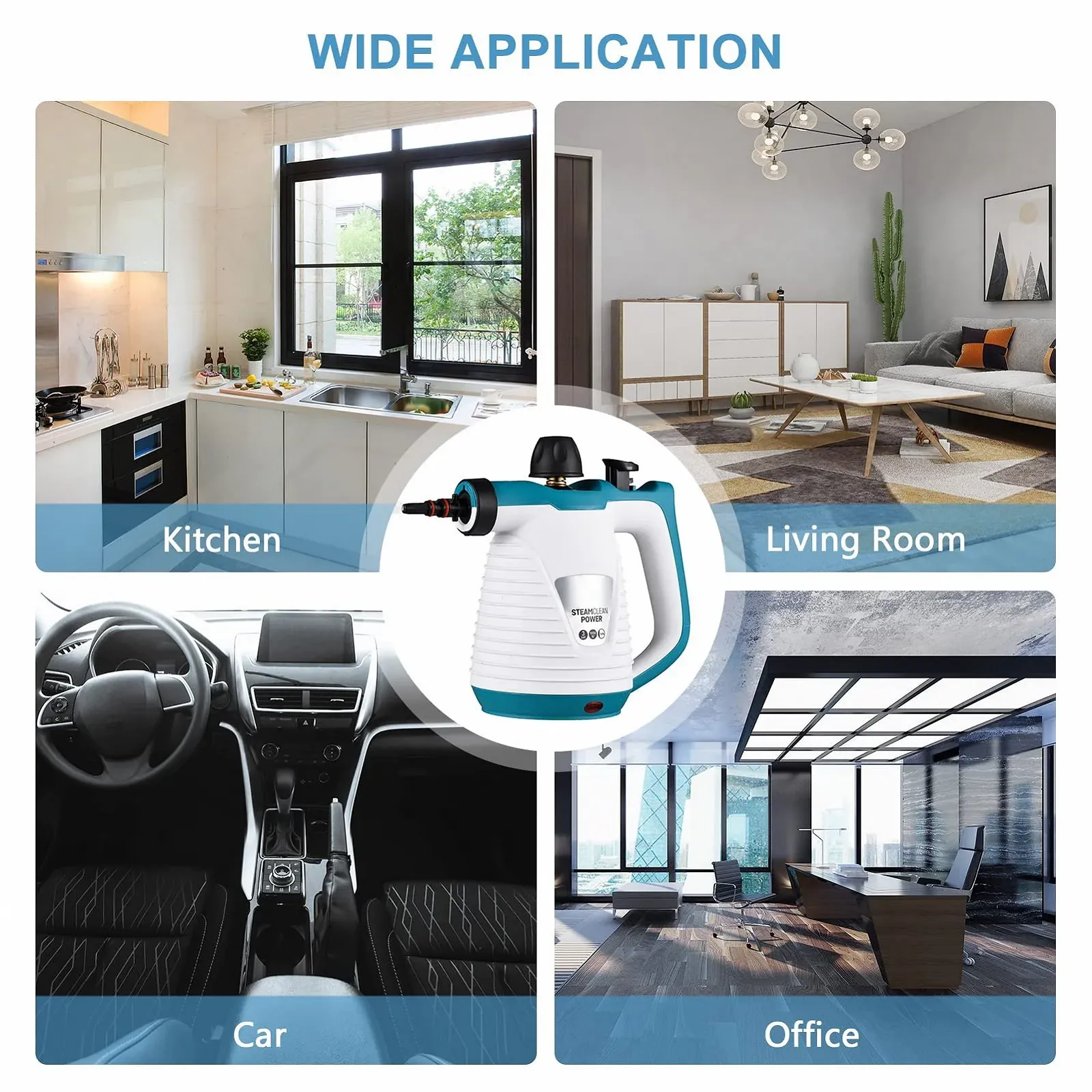 Ручний пароочисник 1050W 9 аксесуарів портативний багатофункціональний, фото №7