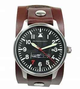 Годинник Messerschmitt 109-42R7 Чоловічий зі шкіряним ремінцем, смугастий synthetic.ua - Фото 1