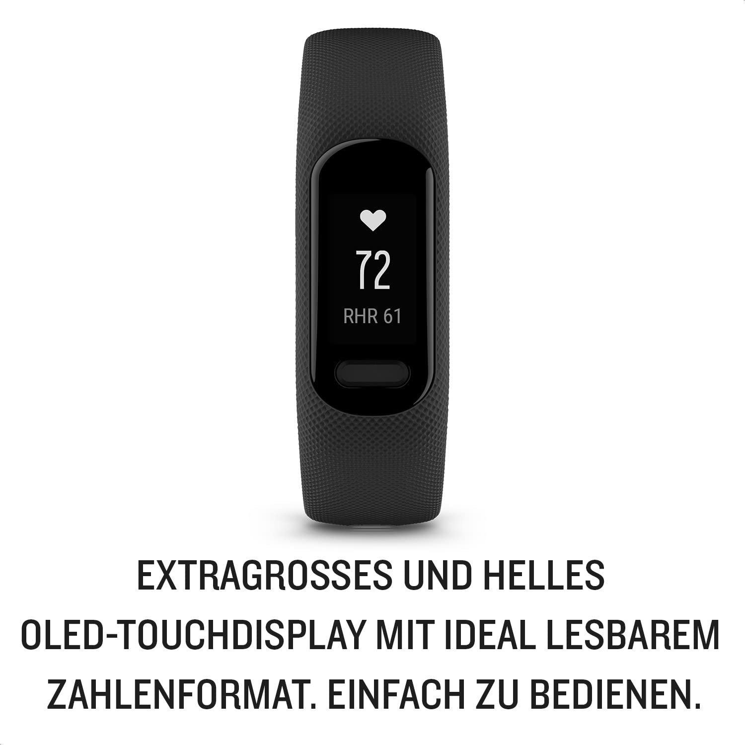 Фитнес-браслет Garmin Vívosmart 5 с большим сенсорным OLED-экраном, монитором качества сна и сердечного ритма, фото №2