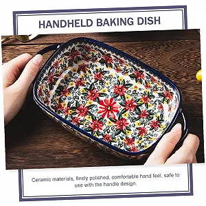 Форма для запікання польська кераміка прямокутна з подвійними ручками synthetic.ua - Фото 1