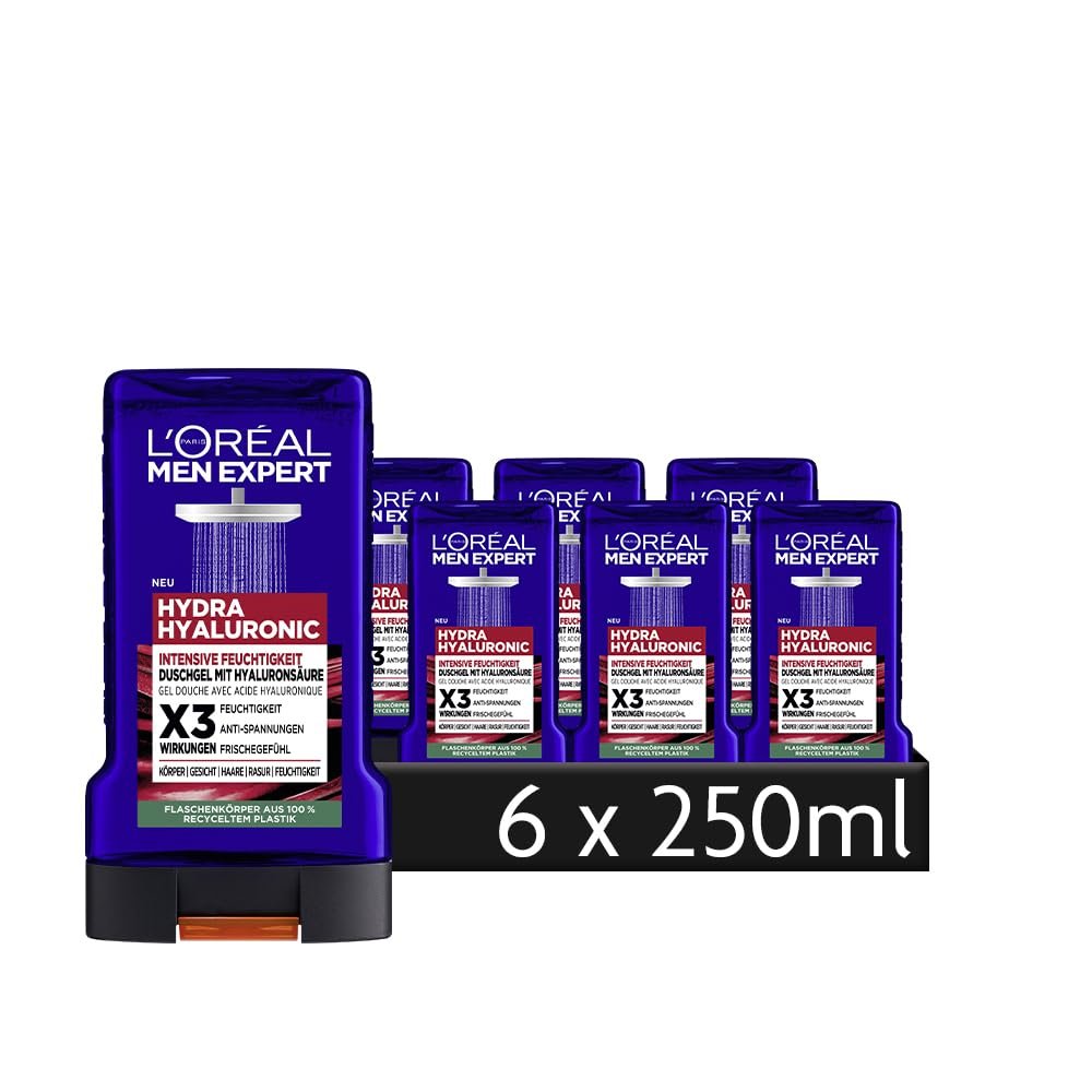 Гель для душа L'ORÉAL Men Expert Hydra Hyaluronic 3 x 250 мл, фото №1