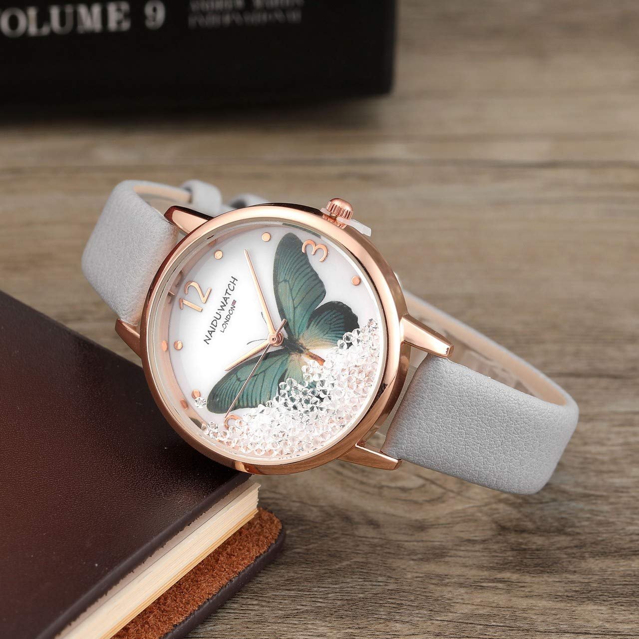 Женские Наручные Часы JSDDE Элегантные Часы Бабочка Кожаный Ремешок Кварцевые Аналоговые Часы со Стразами, фото №2