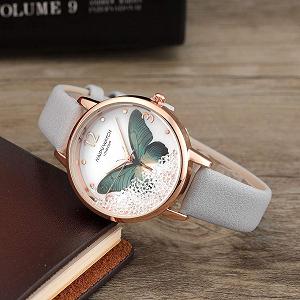 Женские Наручные Часы JSDDE Элегантные Часы Бабочка Кожаный Ремешок Кварцевые Аналоговые Часы со Стразами synthetic.ua - Фото 1