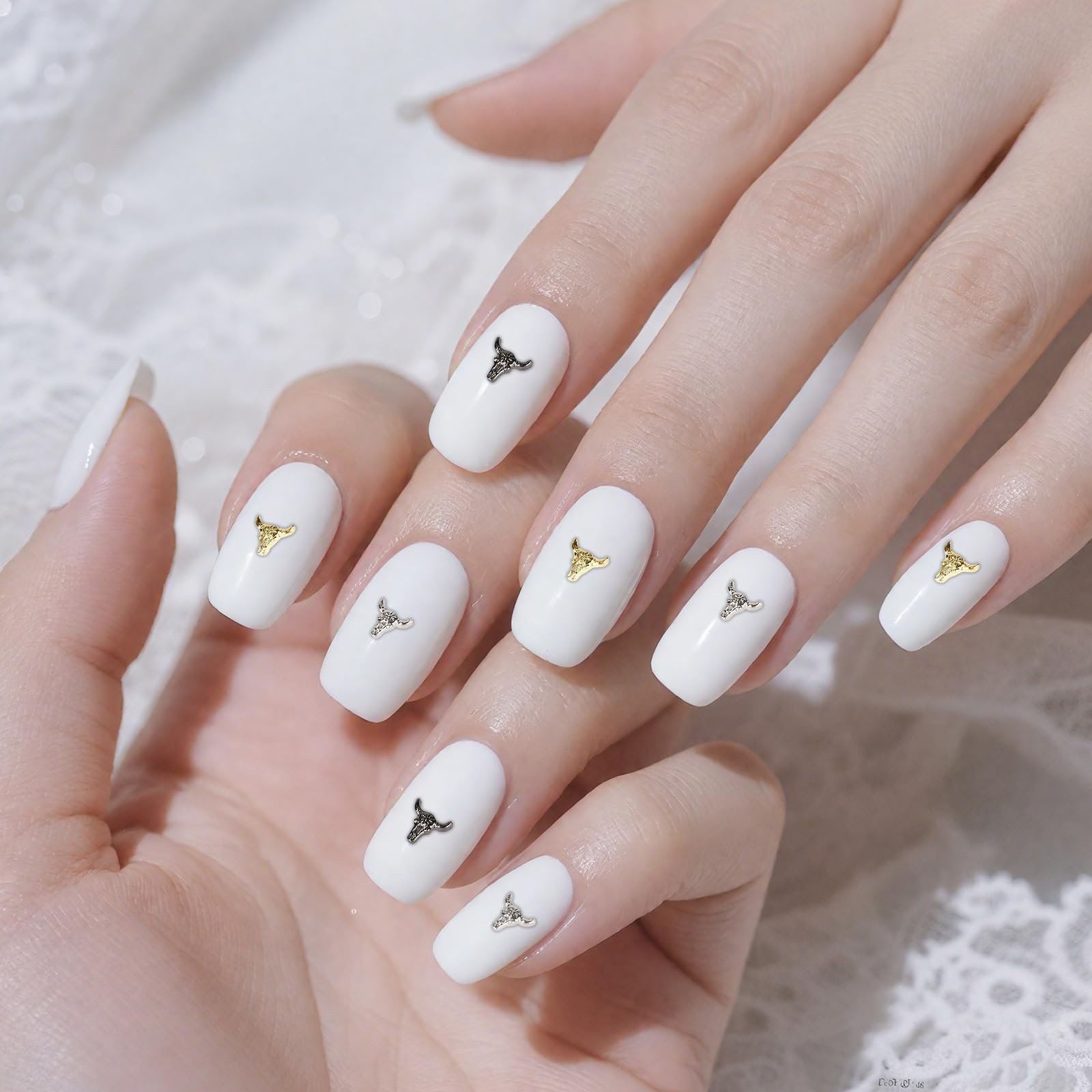 Подвески Голова Быка 50 шт., Ретро Подвески для Ногтей из Сплава, 3D Аксессуары для Ногтей в Стиле Ковбойской Тематики, Металлический Декор для Ногтей Голова Быка для Женщин, Хэллоуин, DIY Украшения для Рукоделия, фото №6