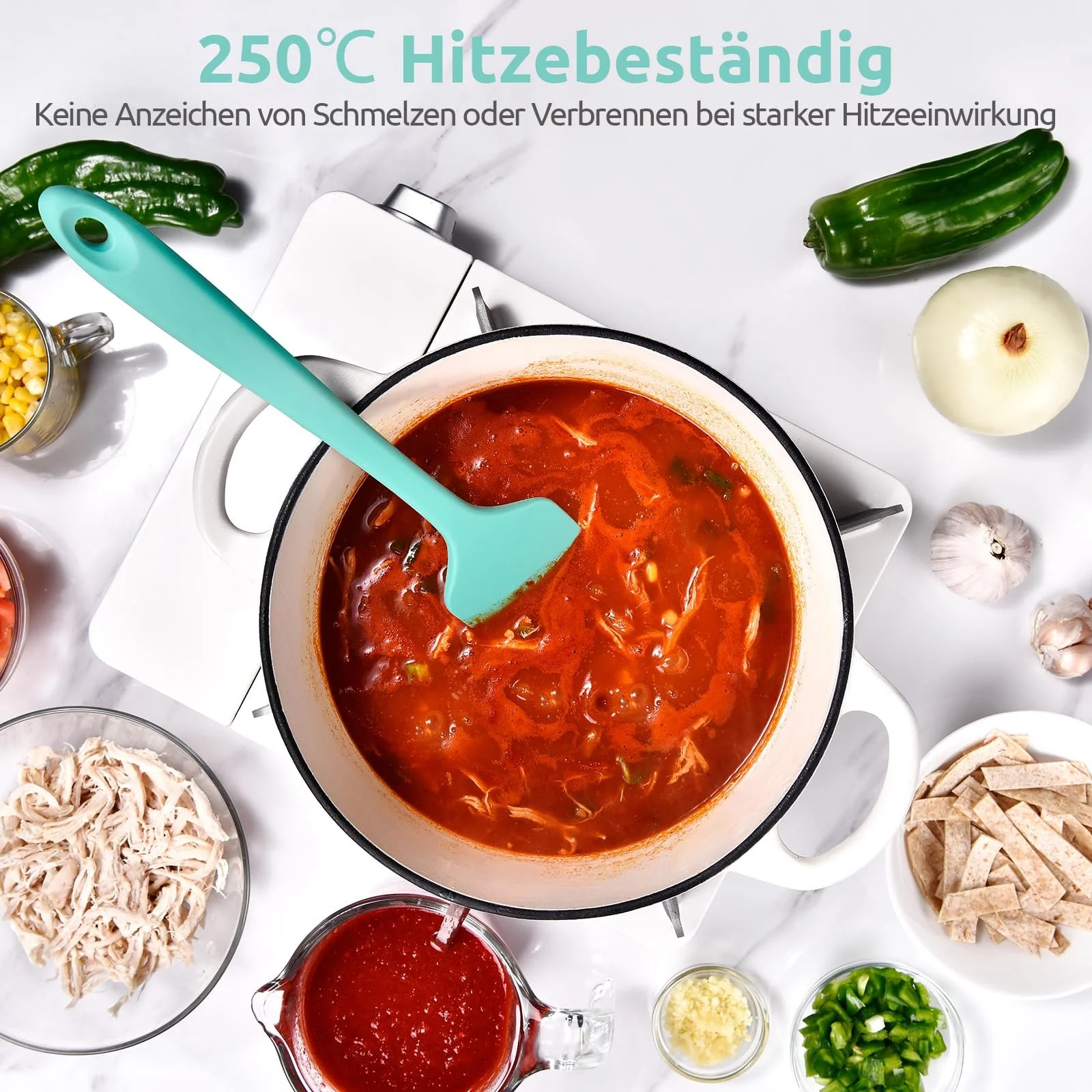 Силиконовая лопатка U-Taste Extra Large 35.6 см Термостойкая 250°C Бесшовная Aqua Sky, фото №3