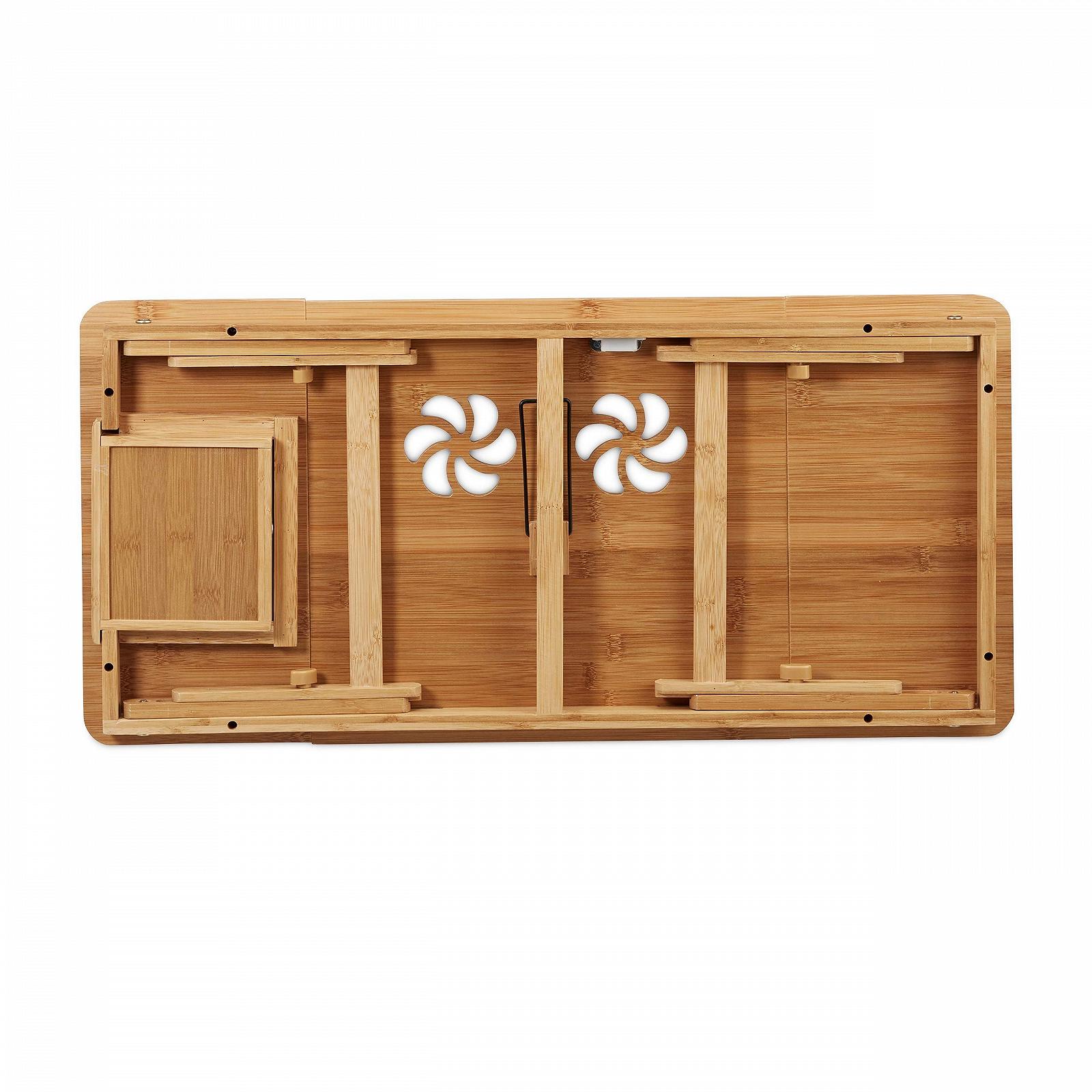 Підставка для ноутбука Bamboo Relaxdays XL, регульована висота, 5 кутів нахилу, з шухлядою, натуральний колір, 49 x 90 x 35 см, фото №7