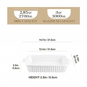 Форма для запекания MALACASA Bake.Bake 37.5 см 3 л керамическая Белая synthetic.ua - Фото 1