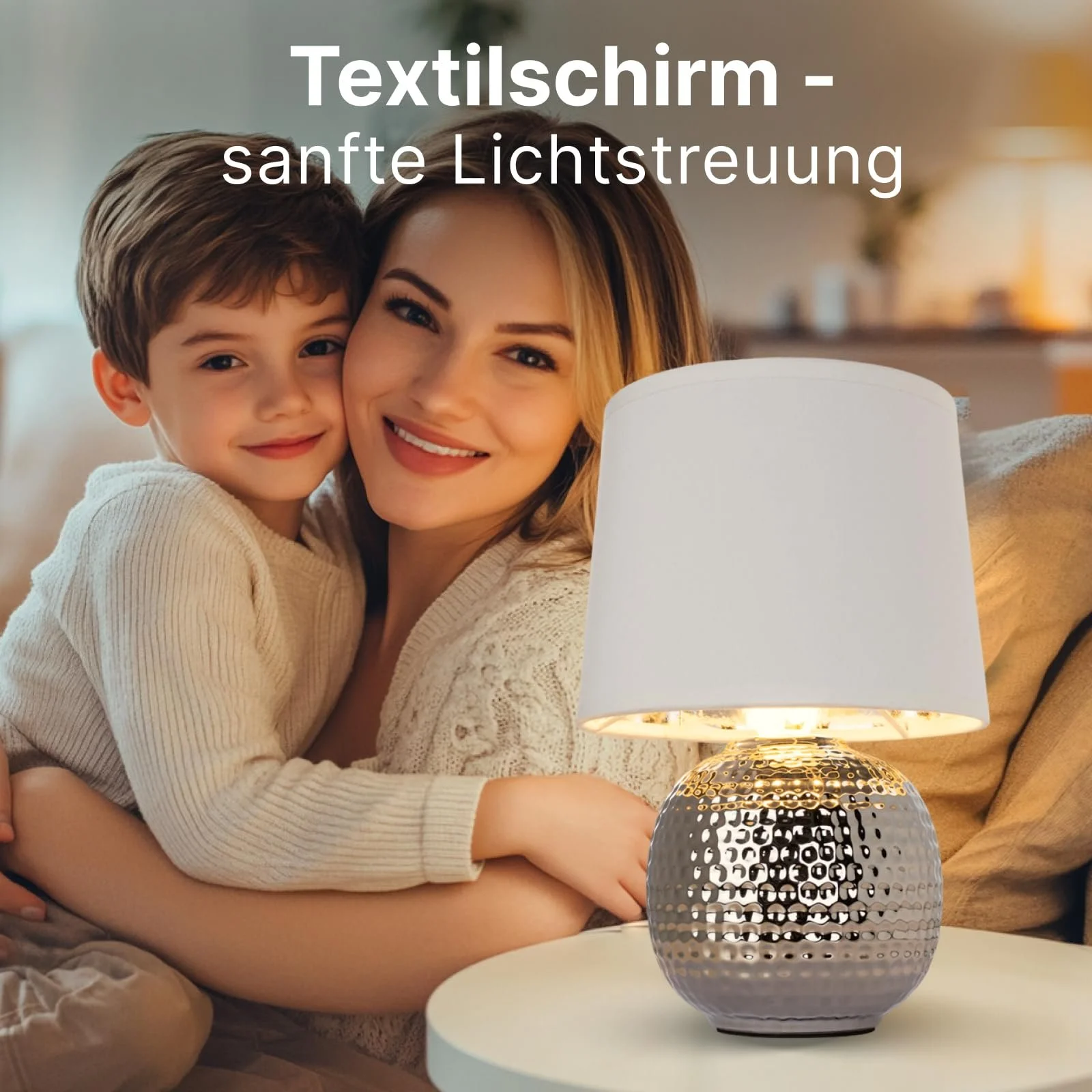 Настільна лампа LED ARTE LAMP Merga A4001LT-1CC димована хром білий текстильний абажур з кабелем, фото №5