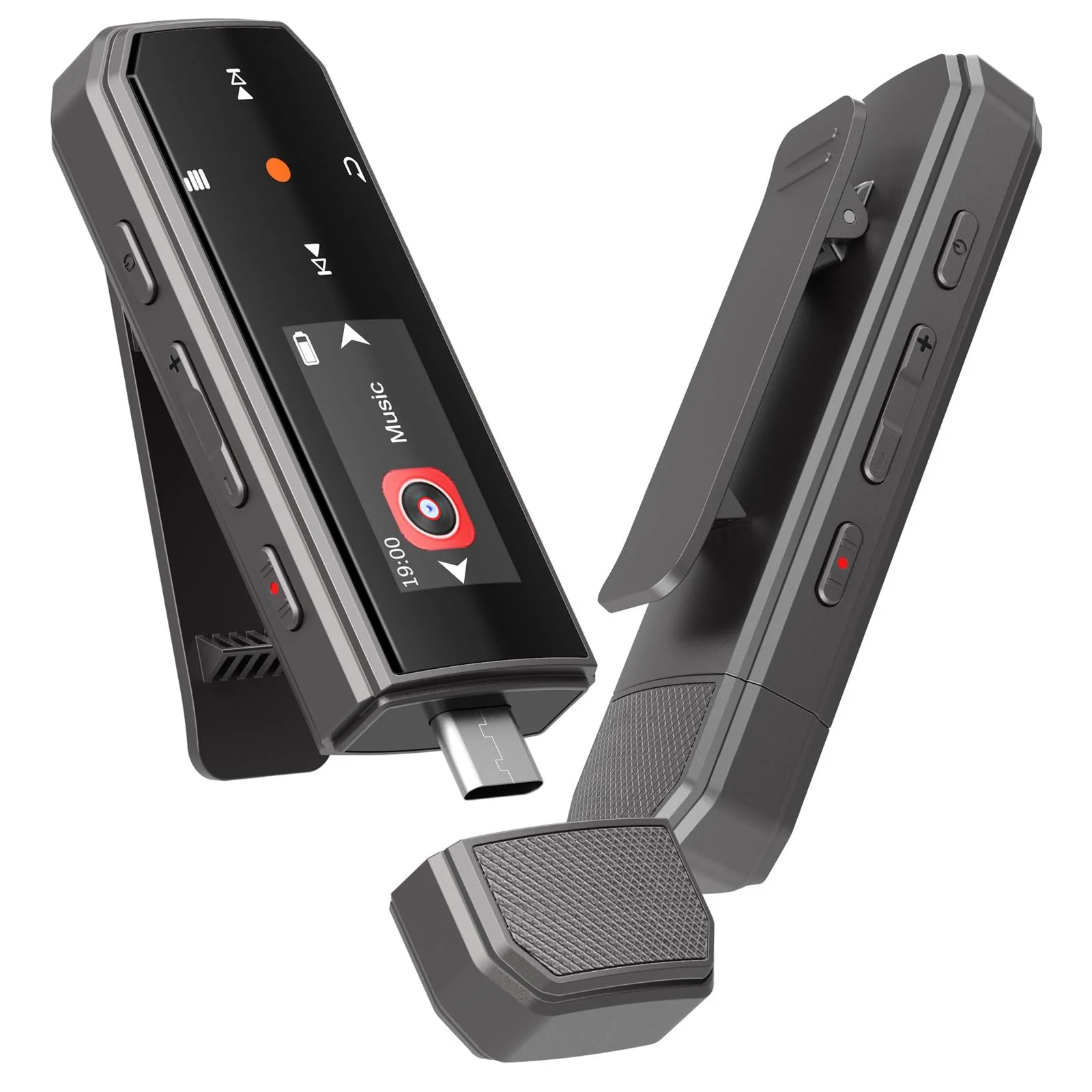 MP3 плеєр портативний 64GB Bluetooth 5.3, запис в один клік, кліпса, FM-радіо, підключення до мобільного телефону, незалежна кнопка гучності, фото №1