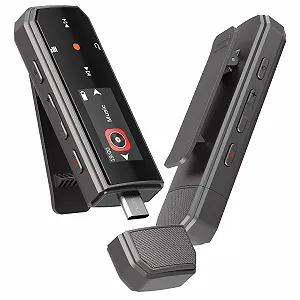 MP3 плеєр портативний 64GB Bluetooth 5.3, запис в один клік, кліпса, FM-радіо, підключення до мобільного телефону, незалежна кнопка гучності - Фото 1