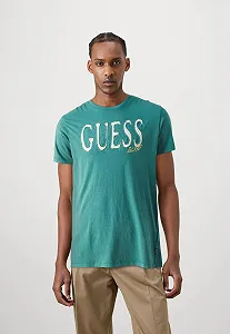 Чоловіча футболка, Guess Jeans, Зелена, L - Фото 1