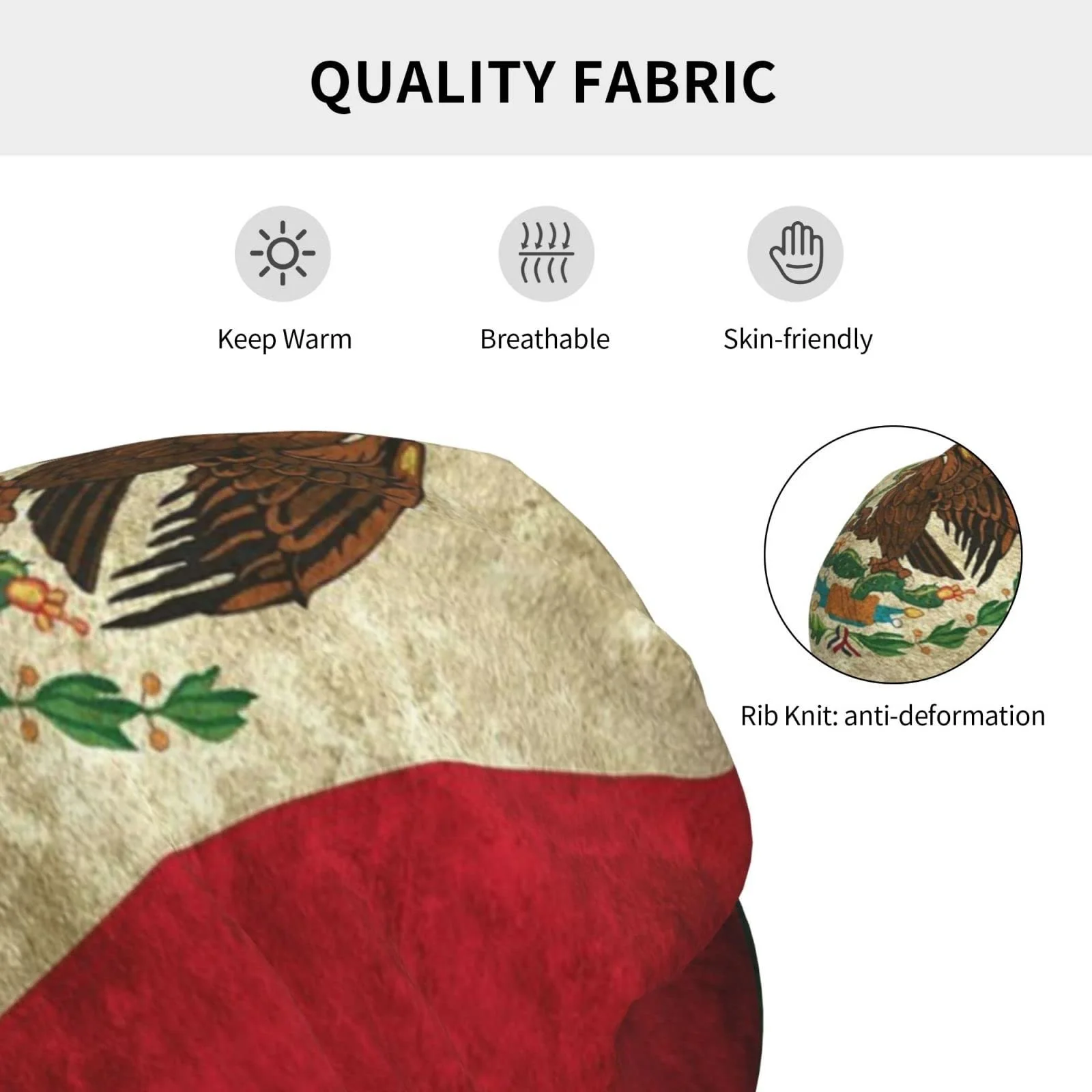 Шапка LOUJIN Retro Mexico Holy Flag Slouchy для хлопчиків і дівчаток, в'язана, one size, фото №6