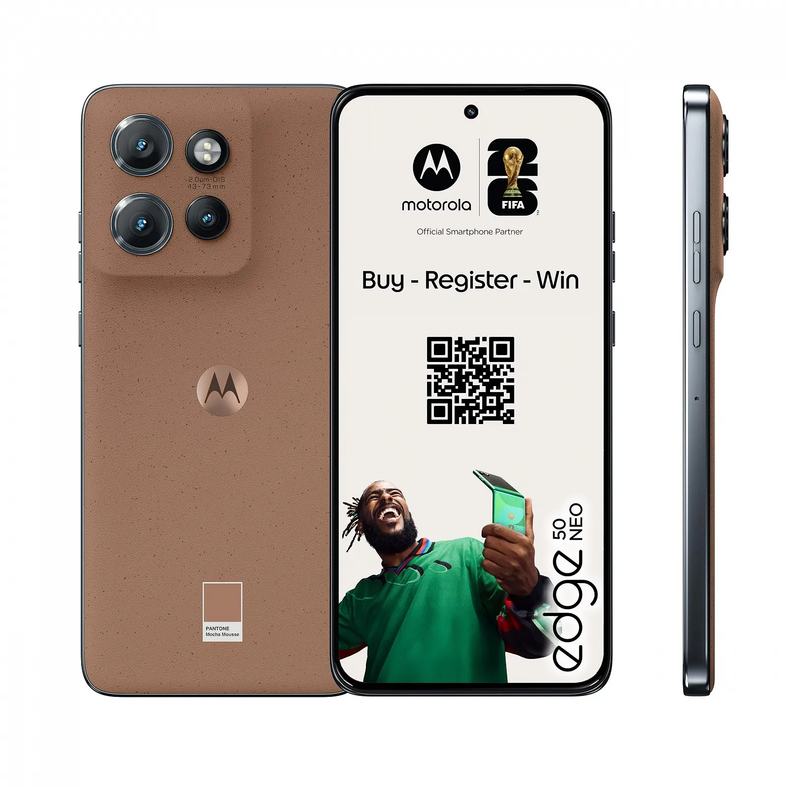 Смартфон Motorola edge50 neo 8/256GB 6.36" Super HD 50 Мп 4310 мАч Android 14 Mocha Mousse (Веганская кожа) + Защитный чехол, фото №1