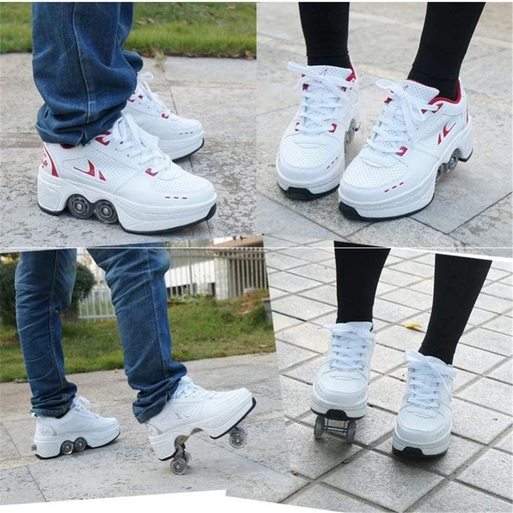 Роликові кросівки Nolly 2-в-1, багатоцільове взуття з колесами, регульовані квадро, 32, фото №6
