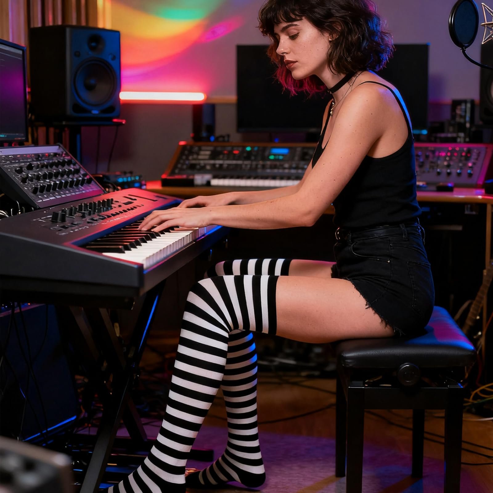 Комплект з 2 смугастих панчіх вище коліна, фото №6