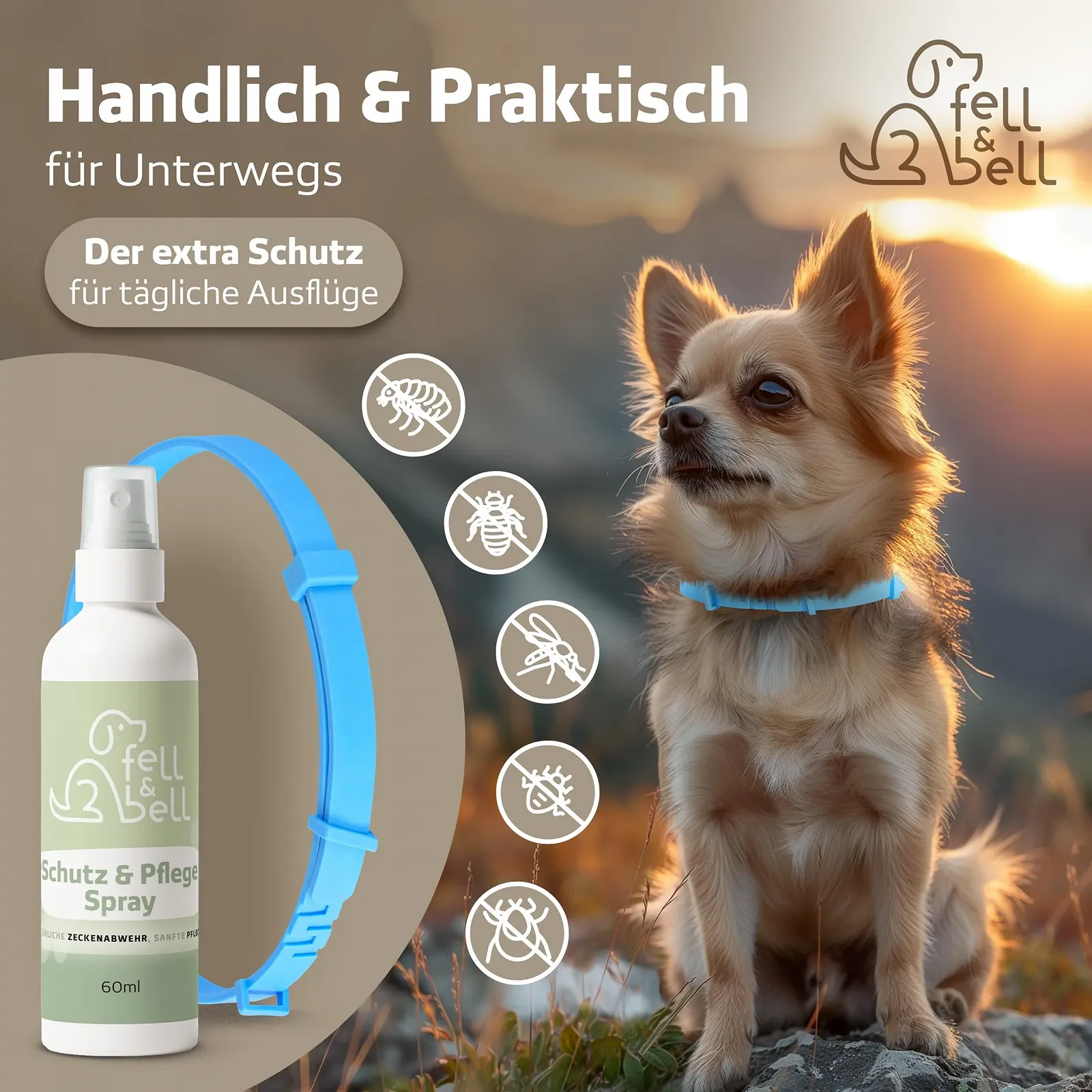 Нашийник проти кліщів fell&bell Silicone & Coconut Oil Spray 60 мл Chemical-Free, фото №6