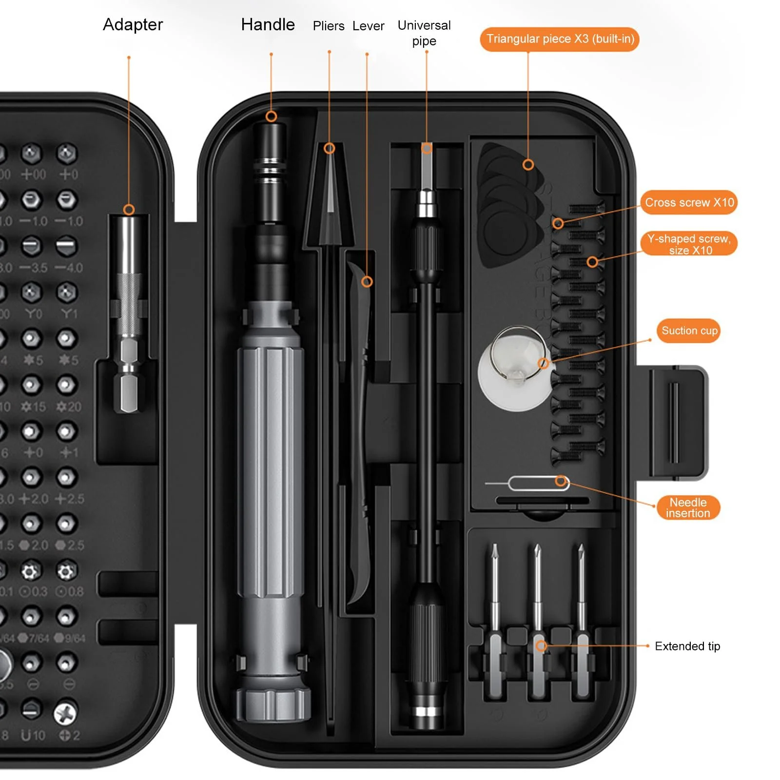 Набір викруток для прецизійної механіки 150 в 1 S2 з алюмінієвою рукояткою міні, фото №6