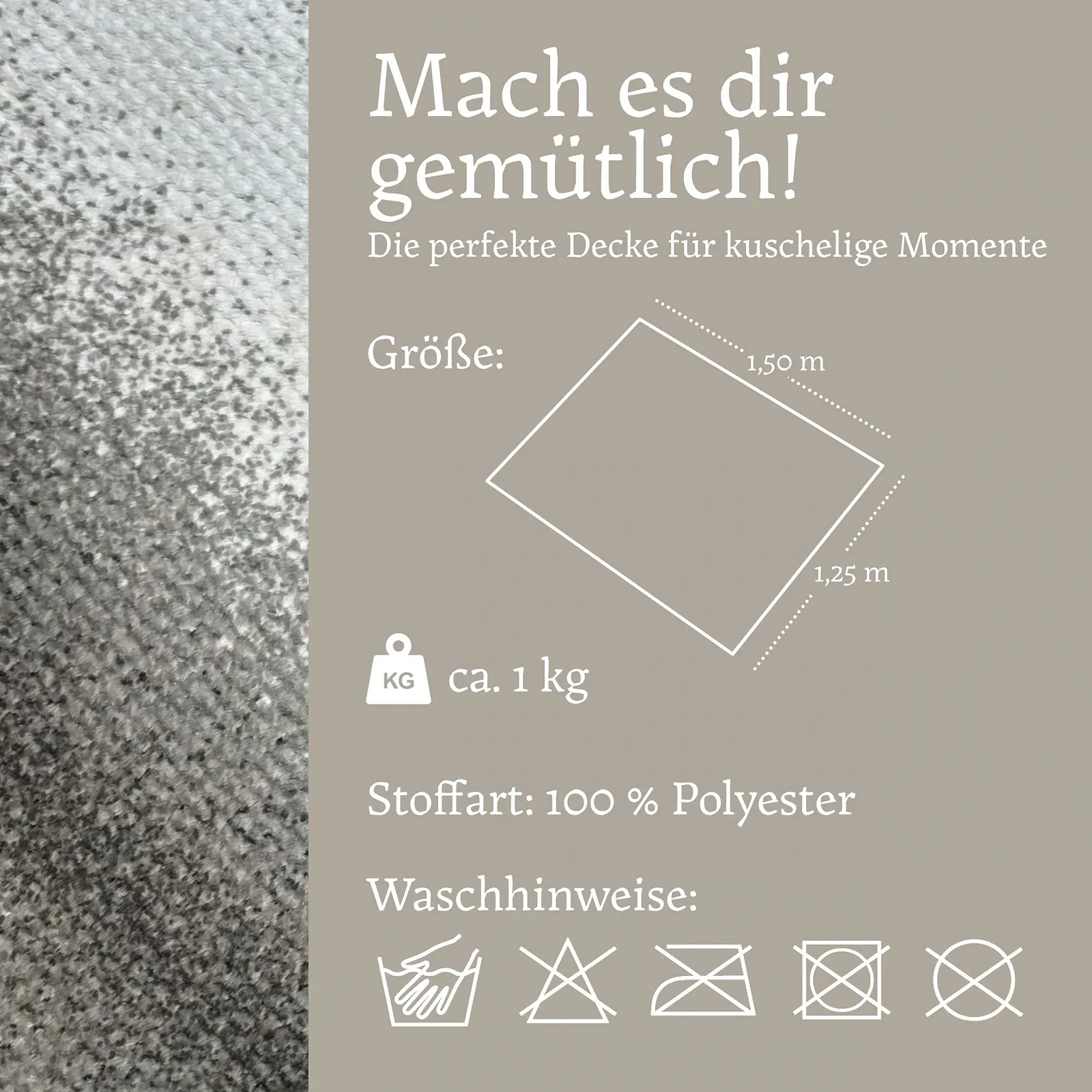 Покривало MiCasa SuCasa Cuddly Коричнева 125 x 150 см, фото №5