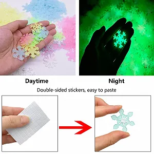 Наклейки на стіну Сніжинки 100 штук 3D Флуоресцентні Різнокольорові synthetic.ua - Фото 1