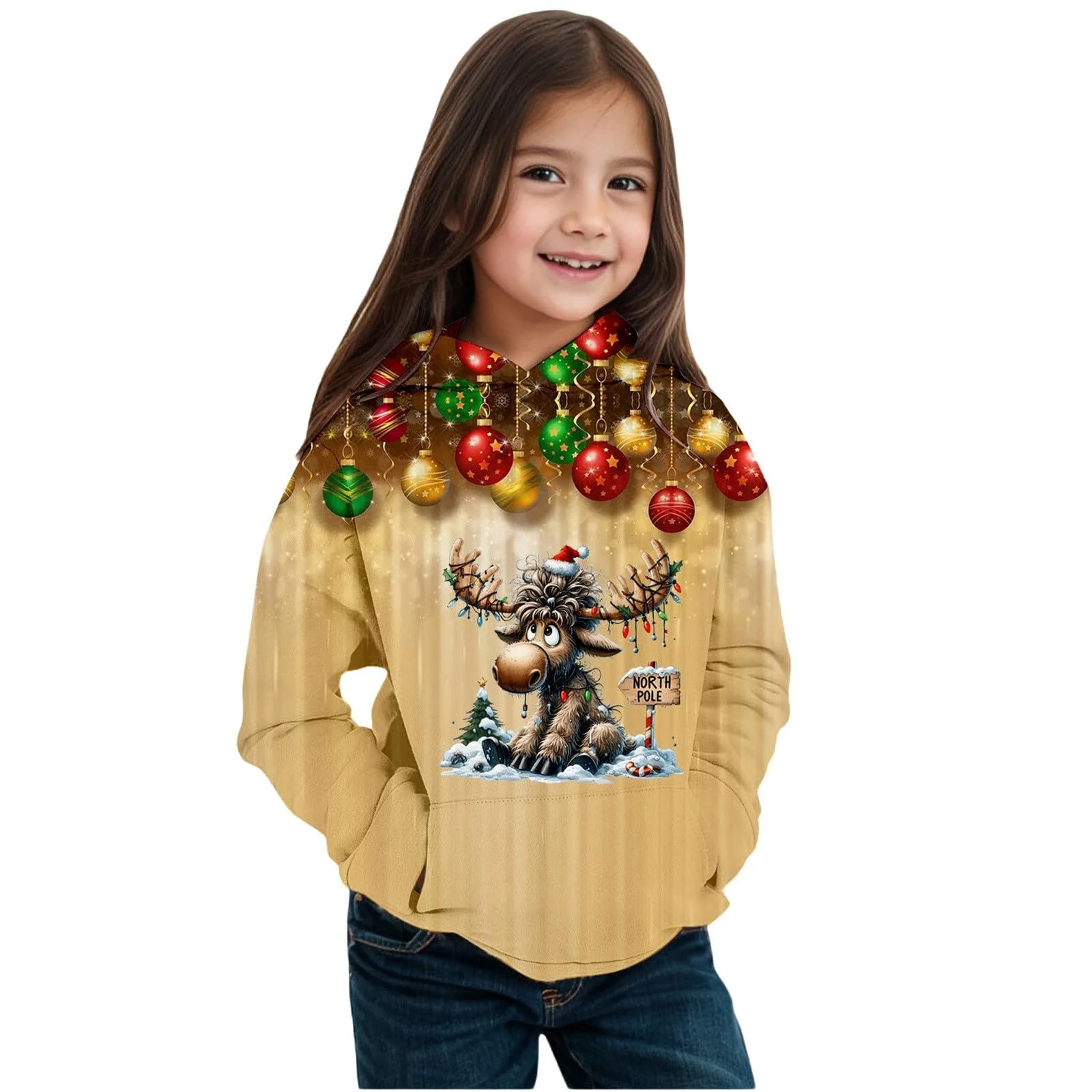 Толстовка святкова і дівчаток з довгими рукавами, тепла, флісова підкладка, зимовий, фото №1