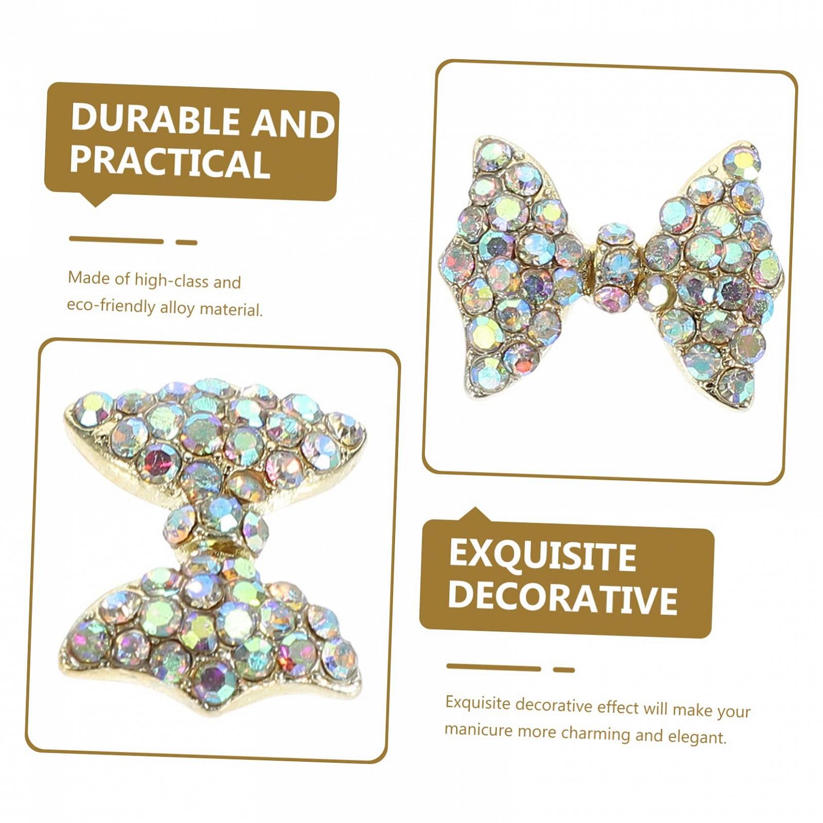 Украшения для ногтей Бантики, 10 шт, сплав, фото №4