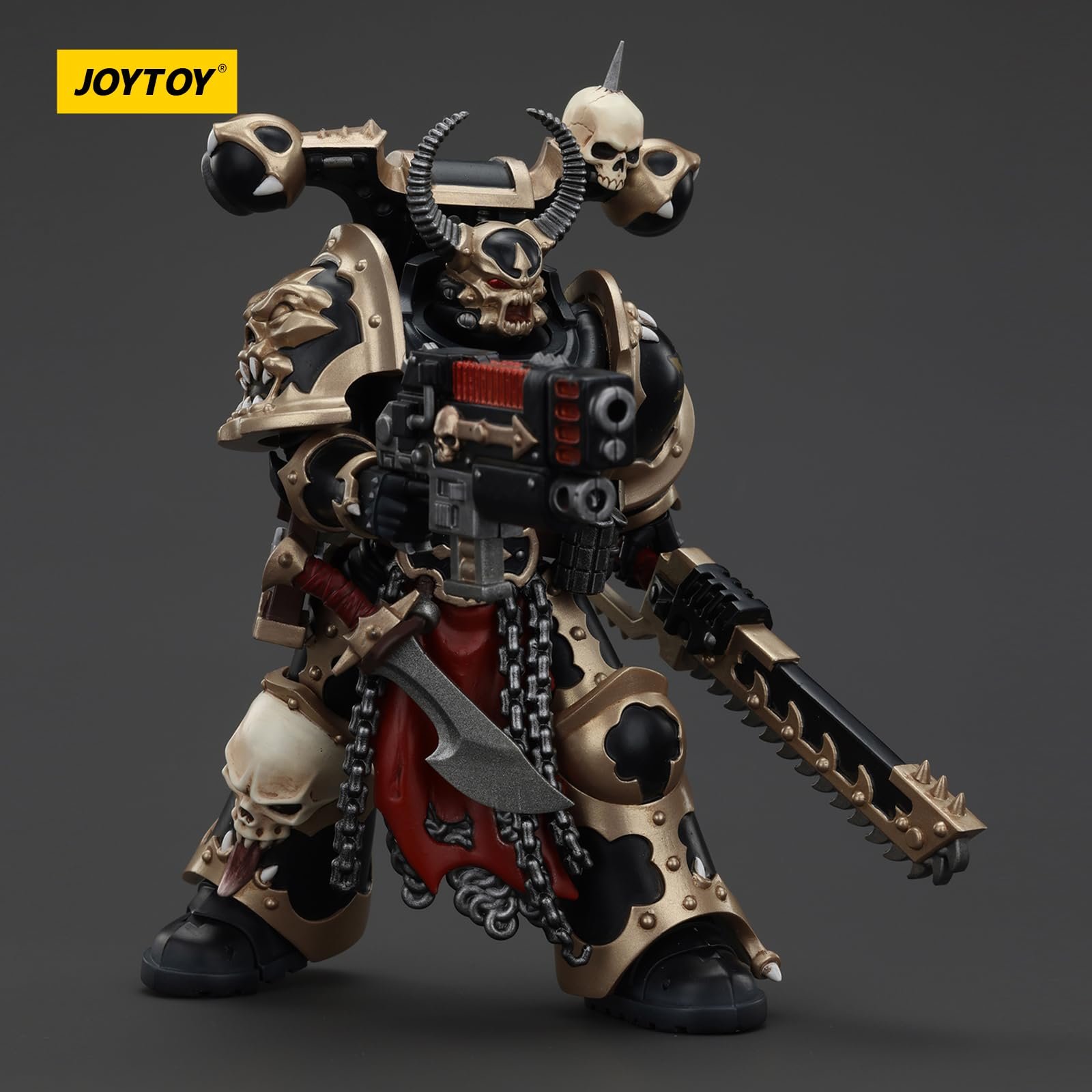 Фигурка JOYTOY Warhammer 40k Космические Десантники Хаоса Черный Легион Избранный с комби-мелтой и цепным мечом 1/18, фото №6