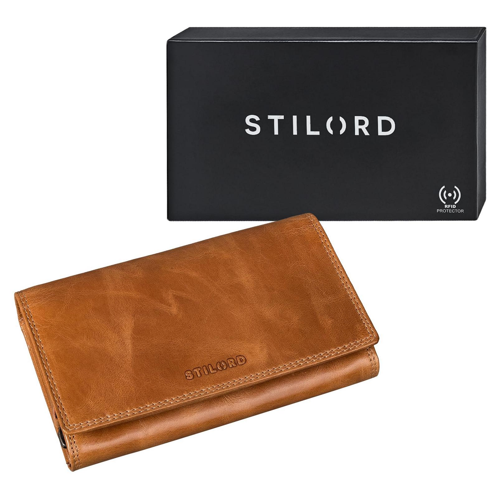 Женский кошелек STILORD Chloe Винтажный кожаный с RFID защитой Большой кошелек с отделениями для карточек и подарочной коробкой, Perugia Brown, монетница, фото №6
