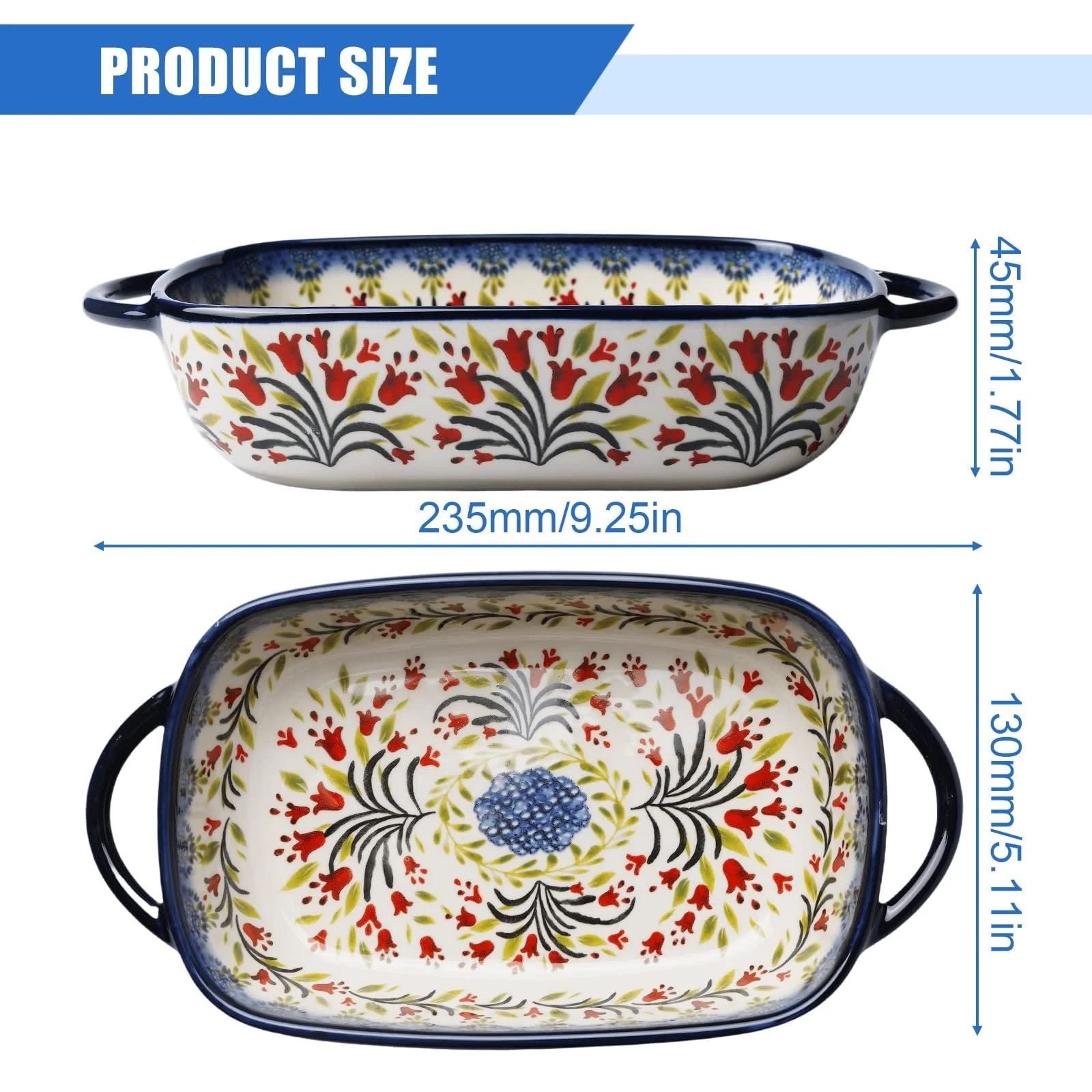 Форма для запекания Керамическая Прямоугольная 730 мл 23.5 x 13 x 5 см, фото №2