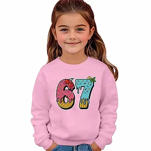 Повседневный пуловер для девочек с длинными рукавами, круглым вырезом и принтом - Фото 1