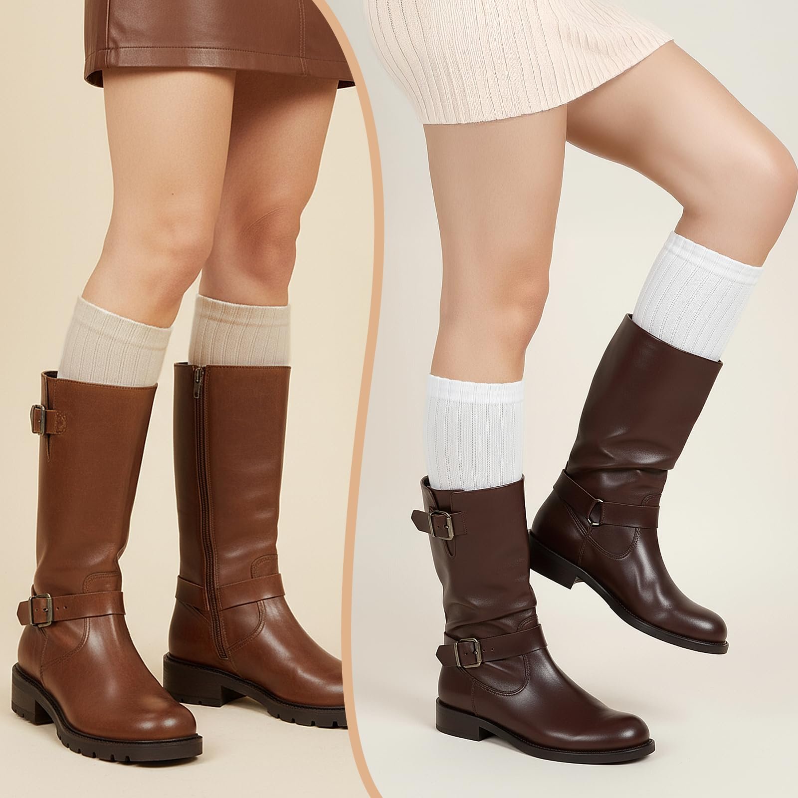 Носки KALIONE Slouch для женщин, 2 пары, высокие до колен, длинные вязаные носки для сапог, очень длинные свободные повседневные носки, термоноски, размер 35-40, фото №3
