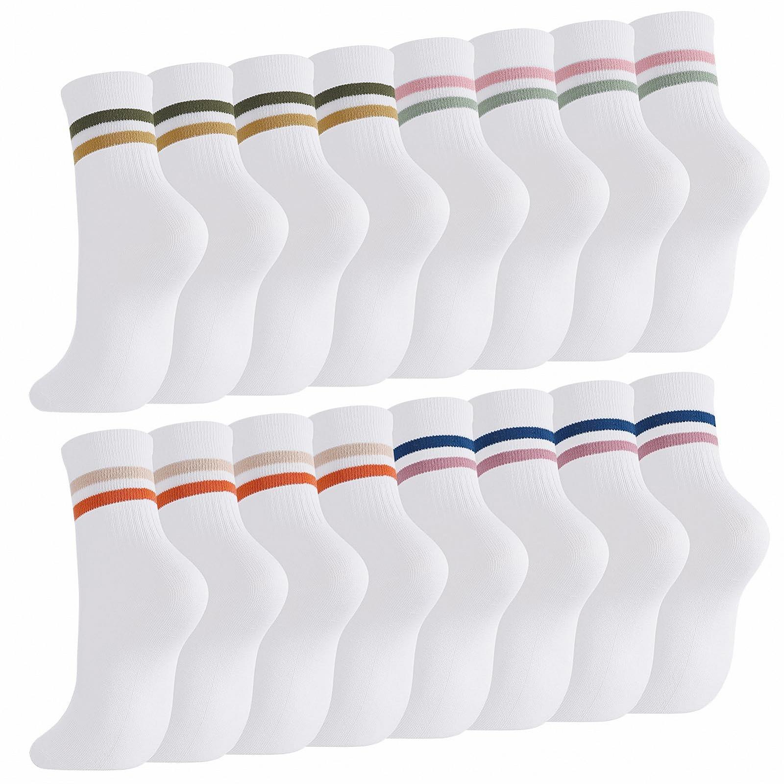 Спортивные носки 8 пар Женские теннисные носки 39-42 Хлопковые носки Дышащие носки для бега в полоску, фото №1