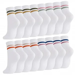 Спортивные носки 8 пар Женские теннисные носки 39-42 Хлопковые носки Дышащие носки для бега в полоску - Фото 1