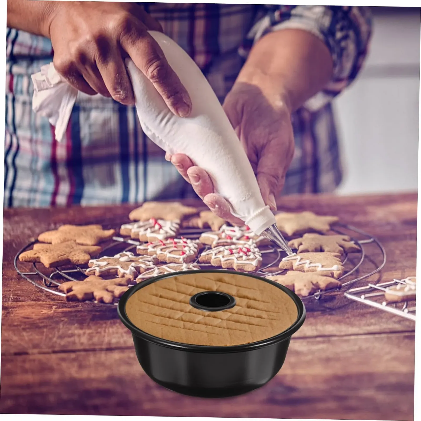 Форма для кекса Gatuida 5.62 x 5.62 x 2.16 дюймов алюминиевая антипригарная с отверстием, фото №6