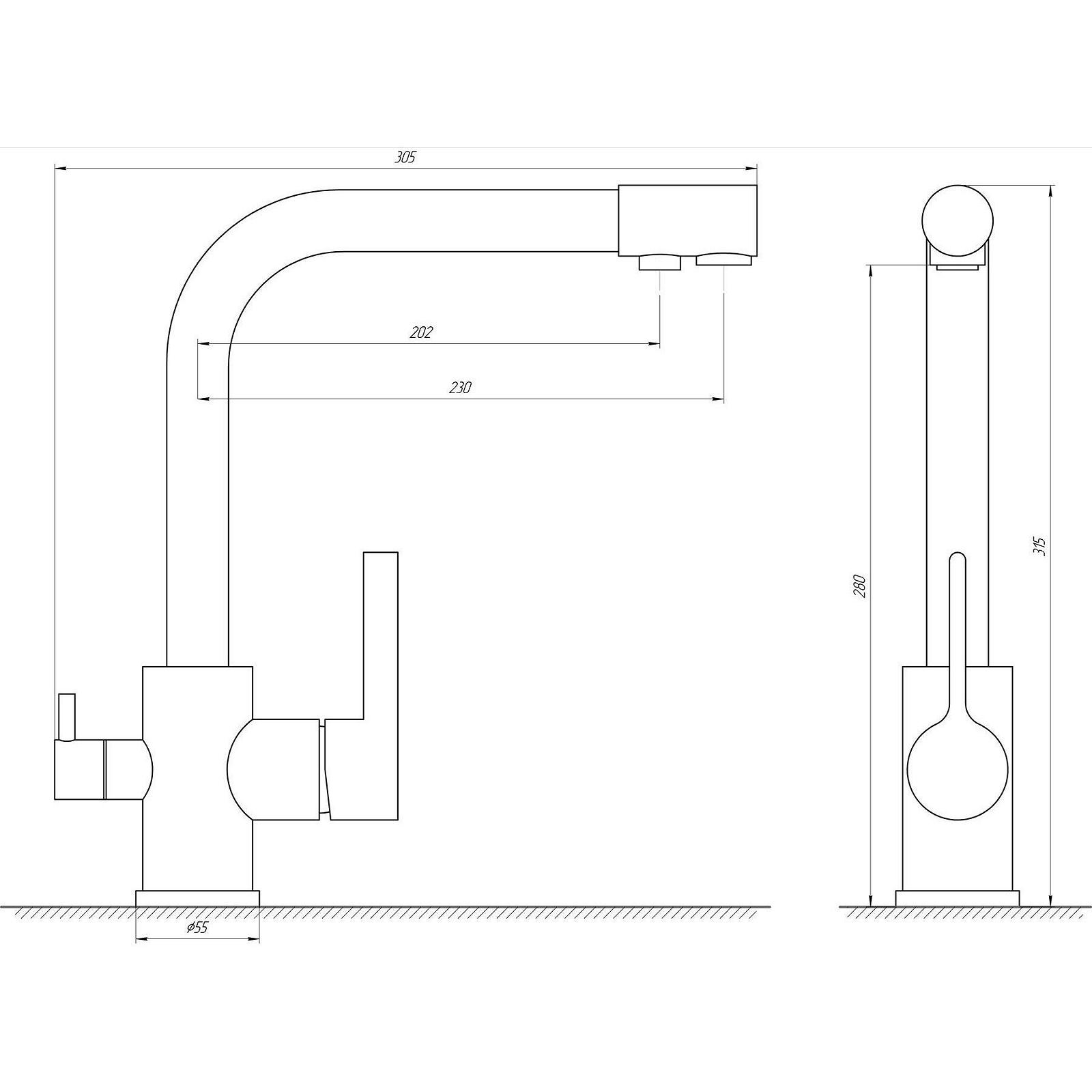 Змішувач для кухні під осмос Globus Lux LAZER GLLR-0444-11-GRAPHITE, фото №6 Змішувач для кухні під осмос Globus Lux LAZER GLLR-0444-11-GRAPHITE, фото №6