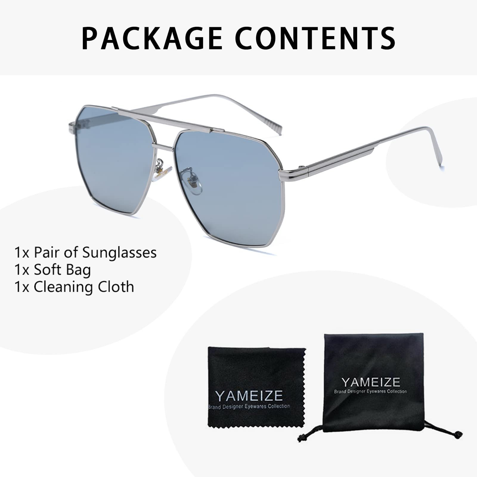 Солнцезащитные очки YAMEIZE Прямоугольные Модные Поляризованные для Мужчин и Женщин Без оправы UV400 Квадратные для Шопинга, фото №4