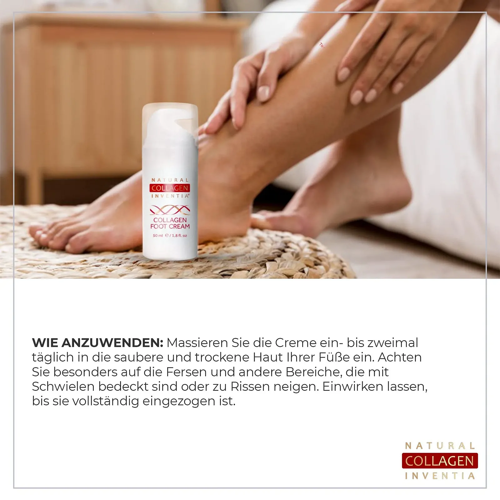 Коллагеновый крем для ног Collagen Foot Cream для сухой кожи и потрескавшихся пяток 50 мл, фото №3