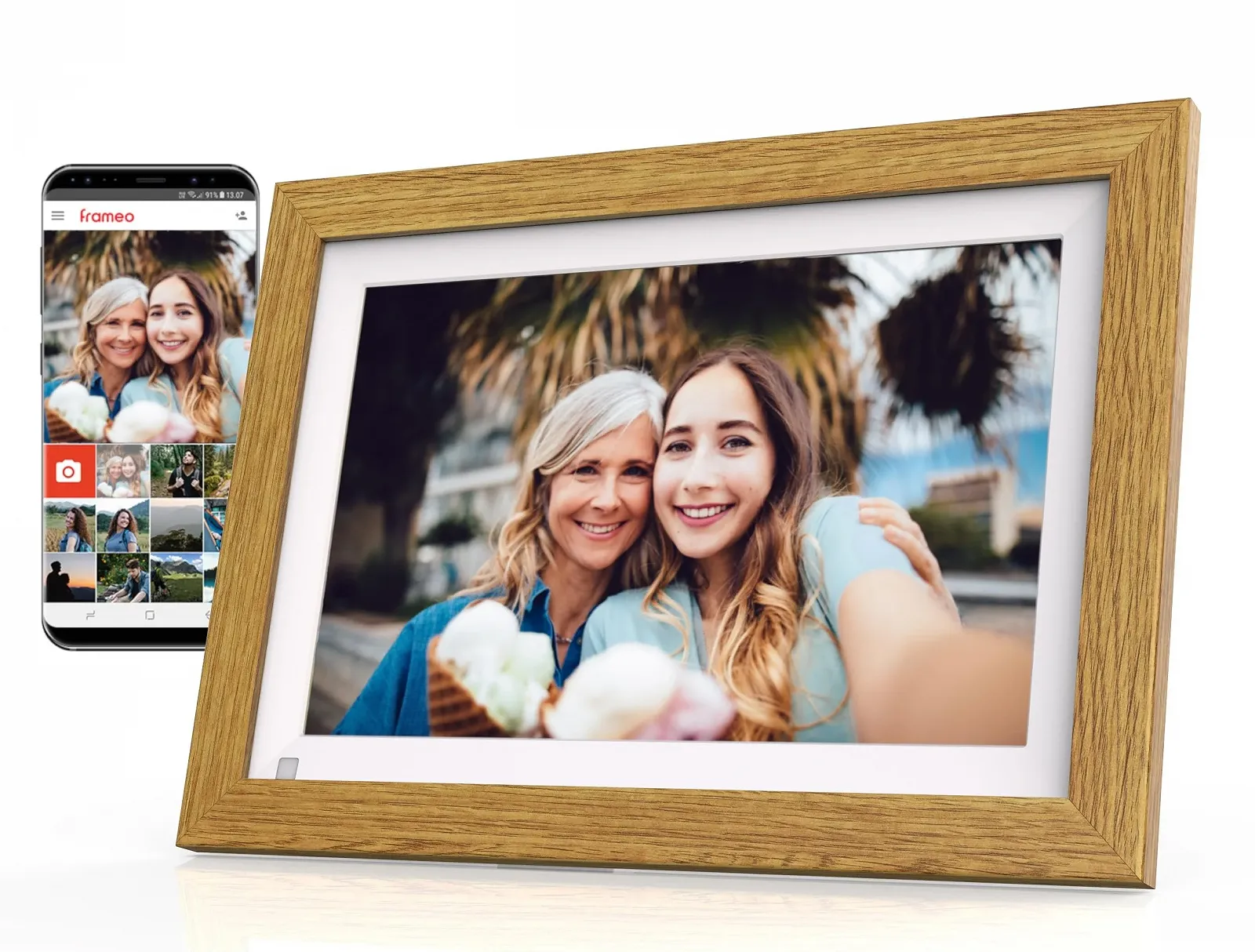 Цифровая фоторамка Cytem Frameo 10.1 дюйма WiFi 32 ГБ IPS 1280 x 800 Wood Look, фото №1 Цифровая фоторамка Cytem Frameo 10.1 дюйма WiFi 32 ГБ IPS 1280 x 800 Wood Look, фото №1