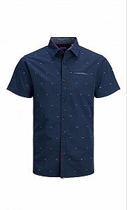 Рубашка Jack&Jones SS 12187984 Tёмно-синий M - Фото 1