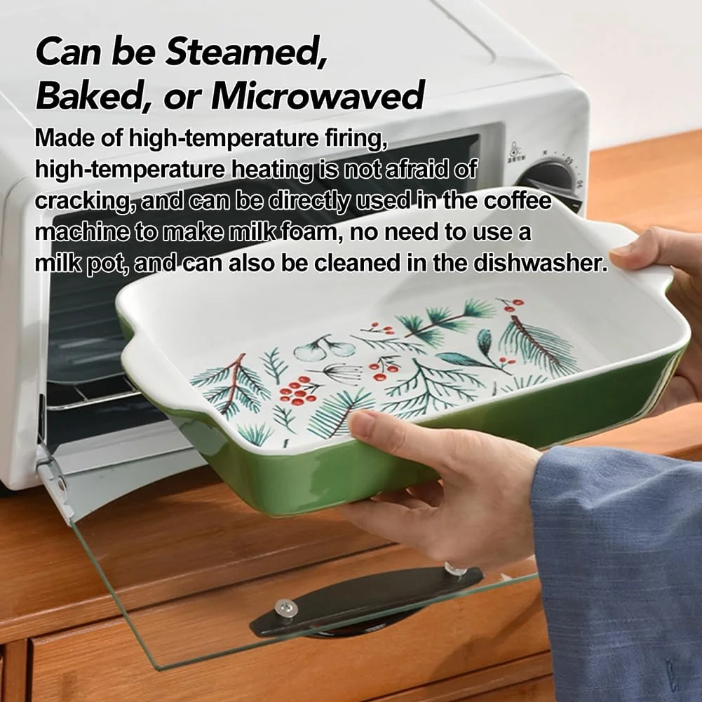 Форма для запекания Dxcaicc Прямоугольная керамическая с цветочным узором и ручками, фото №4