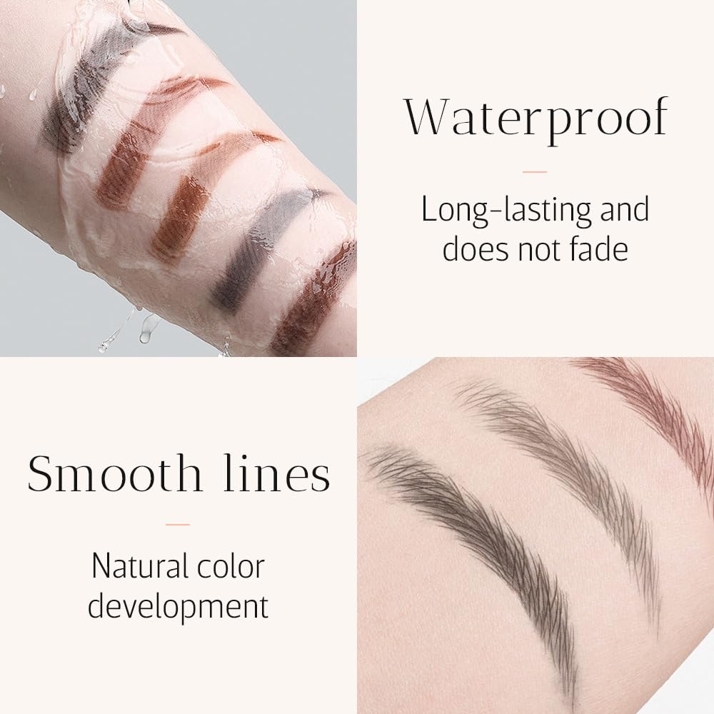 Карандаш для бровей 3D Waterproof Microblading 2 шт. 4 Fork Tips Tattoo Pen 3D Brow Pencil Micro Eyebrow Long-Lasting Waterproof (Коричневый), фото №3