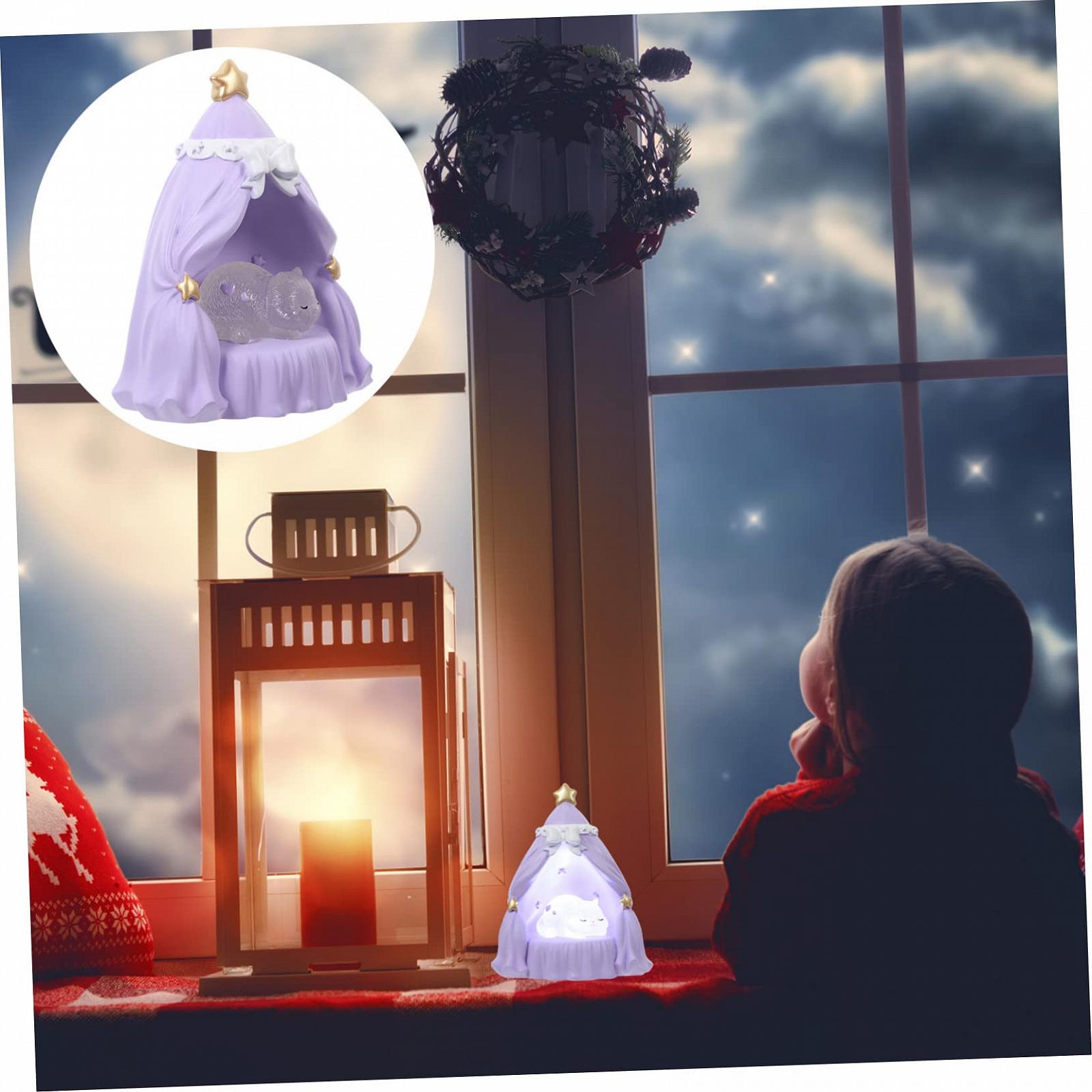 Нічник HOMSFOU Комплект з 4 Нічних Лам Котик для Дітей Фіолетовий, фото №4