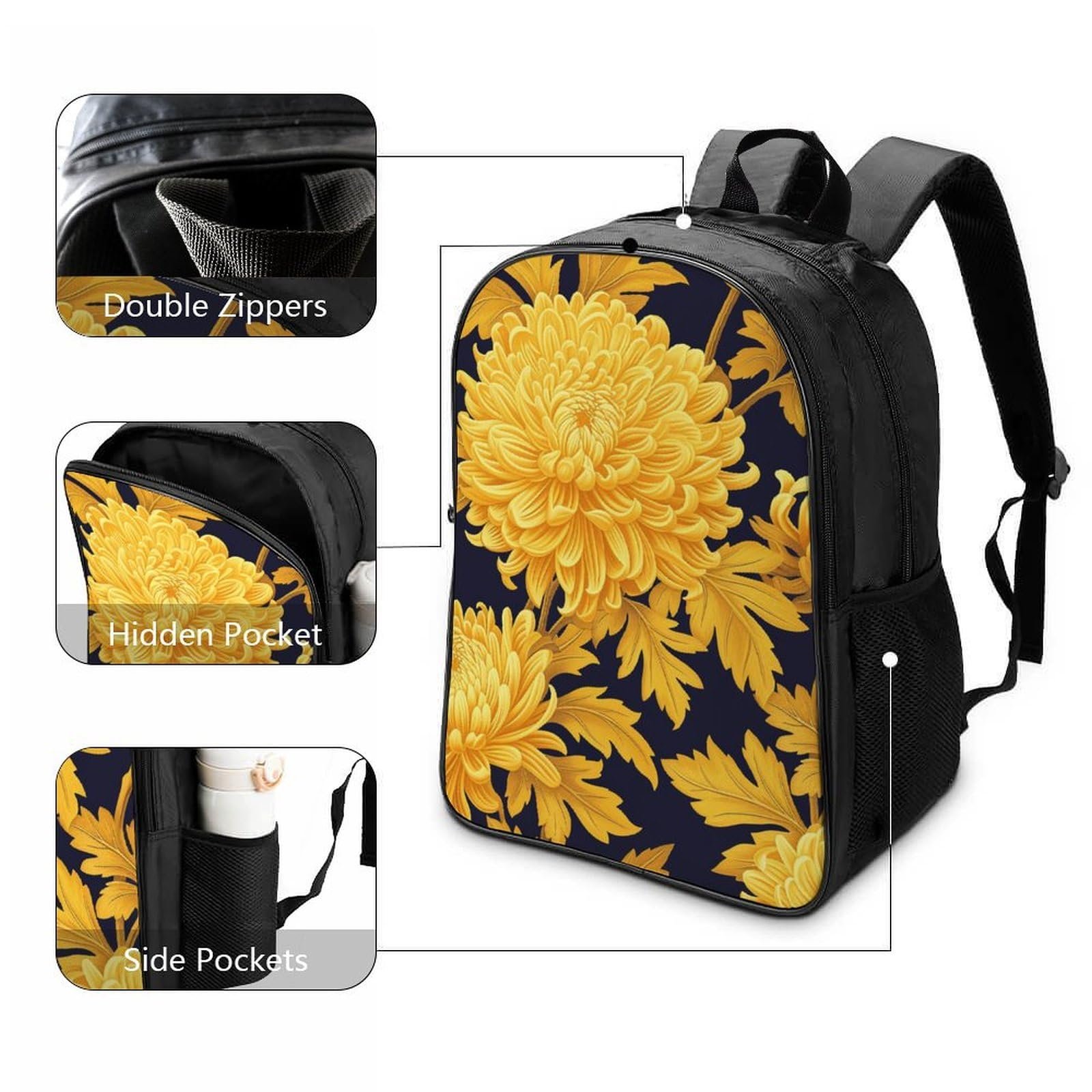 Ранець Chrysanthemum RSIUUODNF для дівчаток-підлітків, шкільний рюкзак, початкова школа, дитячий шкільний портфель, повсякденні рюкзаки, шкільна сумка 40x28x16 см, фото №3