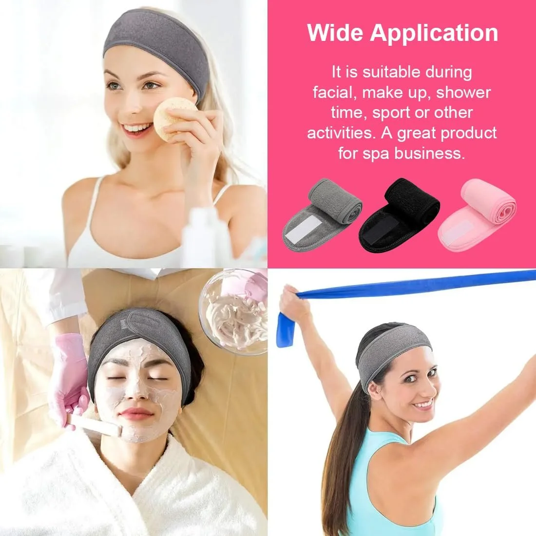 Пов'язка на голову Spa регульована для вмивання макіяжу, фото №5 Пов'язка на голову Spa регульована для вмивання макіяжу, фото №5