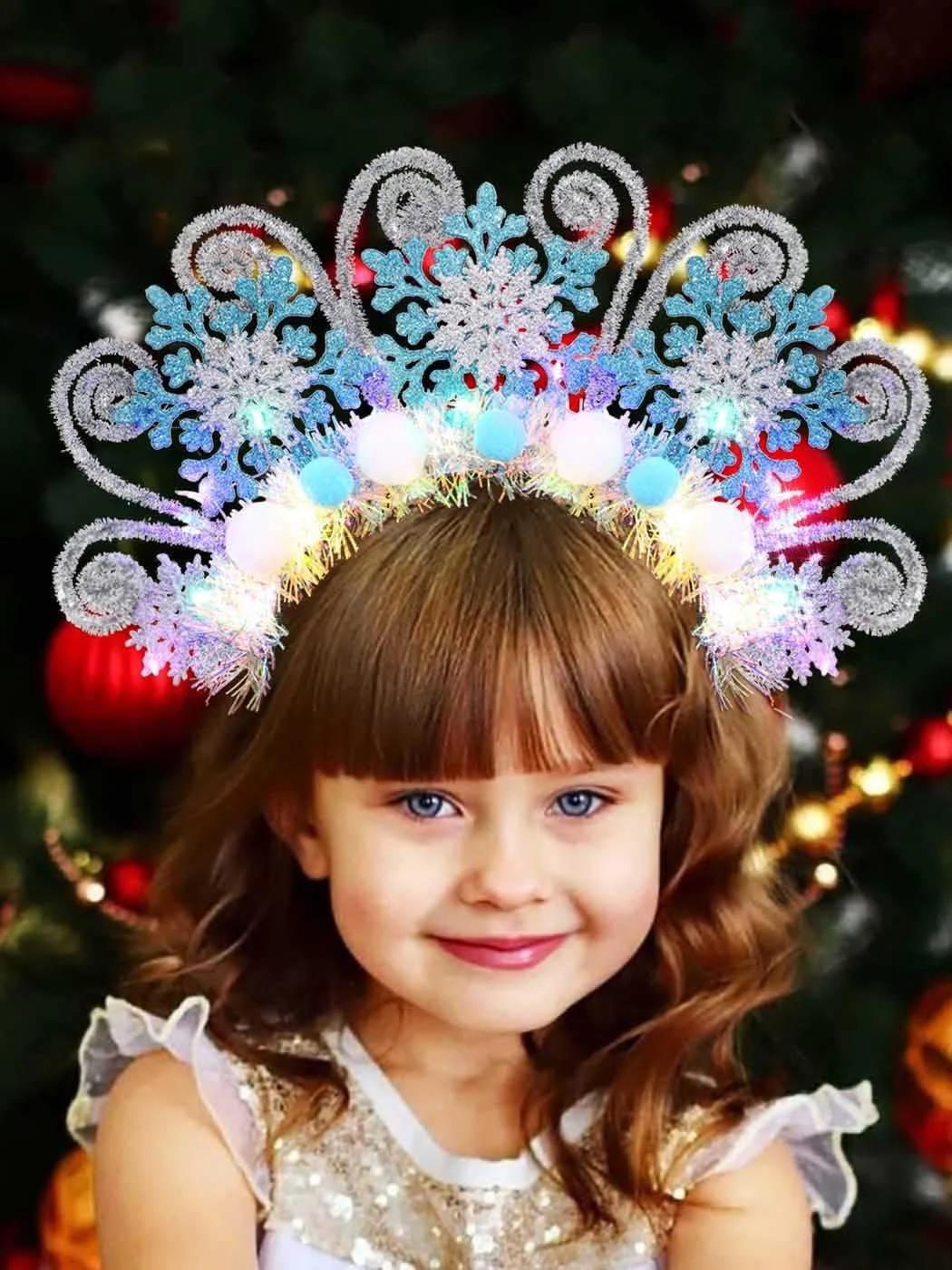 Обруч IYOU Сніжинка Світний Блакитний LED Різдвяний, фото №4