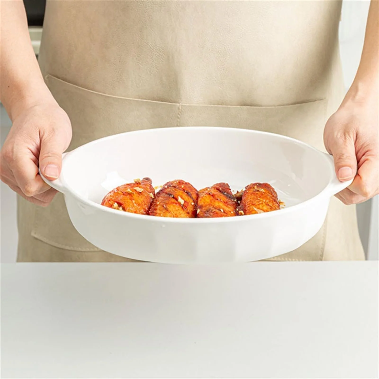 Форма для запекания керамическая овальная с подглазурной росписью большая, фото №6