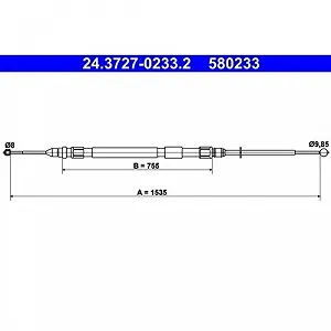 Трос стоянкового гальма ATE 24.3727-0233.2 задній для BMW - Фото 1