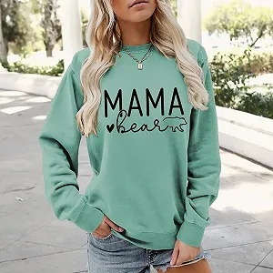 Женская толстовка Mama Bear Милая Лучшая Мама Крутой воротник-стойка Длинный рукав Осенняя одежда Топы ко Дню матери synthetic.ua - Фото 1