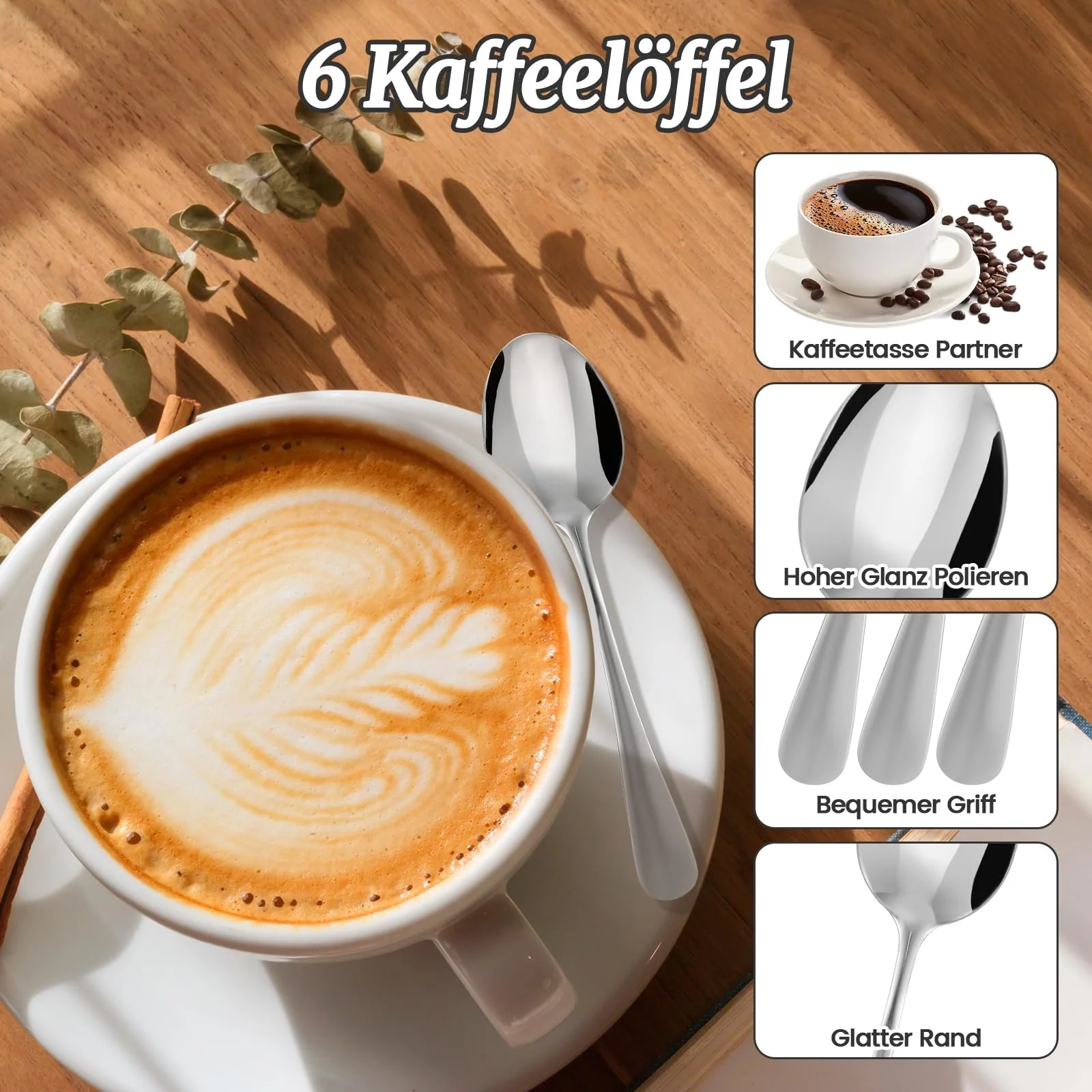 Набір з 6 кавових ложок, Маленькі, фото №3