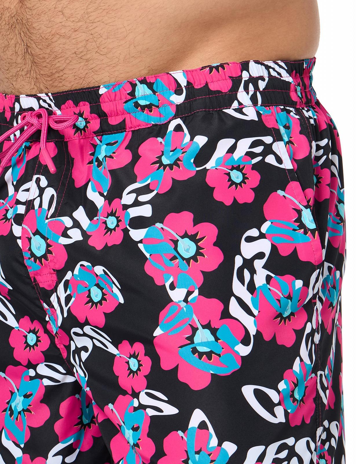 Плавки GUESS Eco Flower Swim Trunk Чорний з логотипом "Чорний гібіскус", M, фото №2